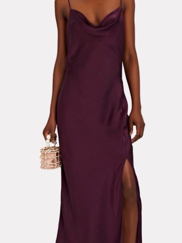 Intermix Plum Slip Maxi Dress With Side Slit